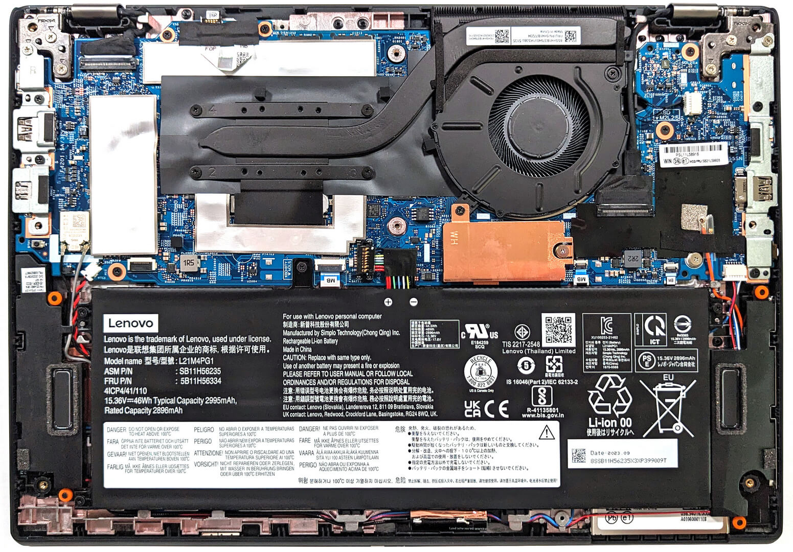 Internal Photo of LENOVO ThinkPad L13 Gen 2 palmrest C cover 5CB0Z69421 (ThinkPad L13 Gen 4)